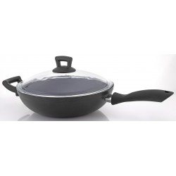 Patelnia Wok 28cm + Pokrywa z Powłoką Nieprzywierającą Greblon C 3+ NOIS