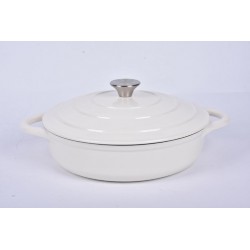 Okrągły, płytki garnek żeliwny 3,5 l 28 cm Tierra kremowy NOIS