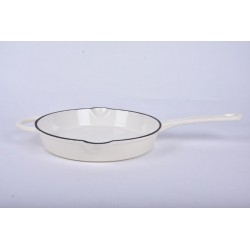 Okrągła żeliwna patelnia 28 cm - Tierra kremowa NOIS